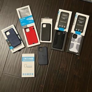 iPhone 11 Pro cases and tempered glass screen protectors.